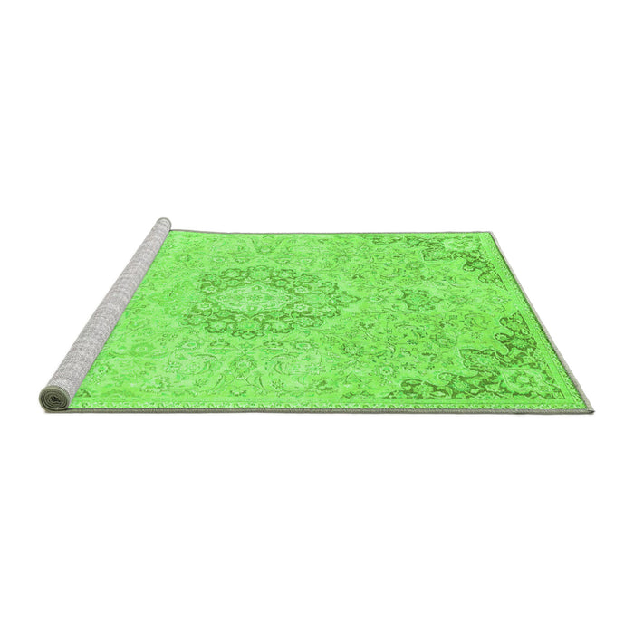 Sideview of Machine Washable Abstract Green Modern Area Rugs, wshabs2116grn