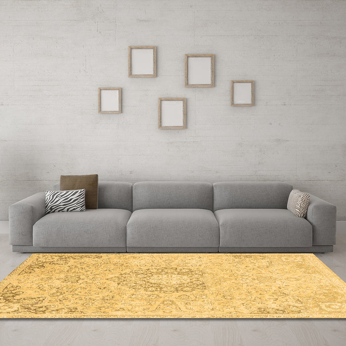 Machine Washable Abstract Brown Modern Rug in a Living Room,, wshabs2116brn