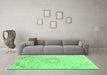 Machine Washable Abstract Emerald Green Modern Area Rugs in a Living Room,, wshabs2116emgrn