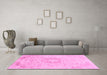 Machine Washable Abstract Pink Modern Rug in a Living Room, wshabs2116pnk