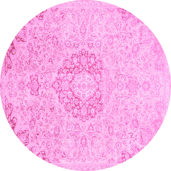 Round Abstract Pink Modern Rug, abs2116pnk