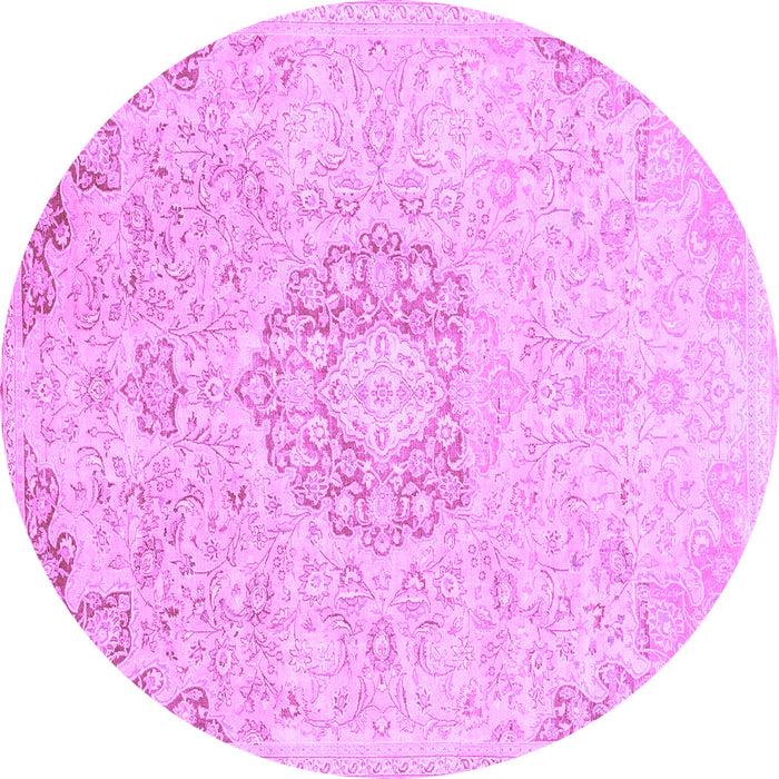 Round Abstract Purple Modern Rug, abs2116pur