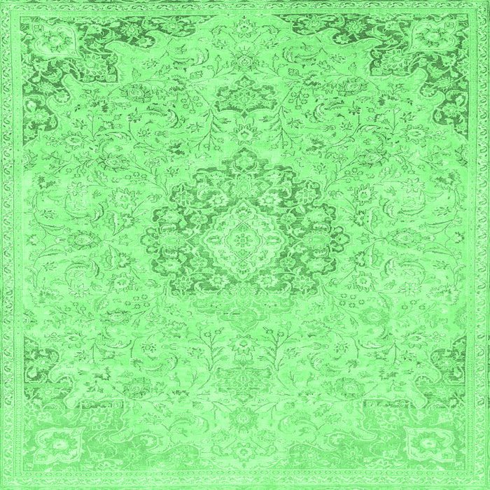 Square Machine Washable Abstract Emerald Green Modern Area Rugs, wshabs2116emgrn