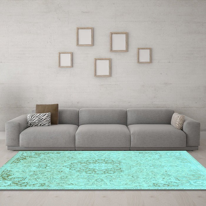 Machine Washable Abstract Light Blue Modern Rug in a Living Room, wshabs2116lblu