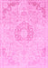 Machine Washable Abstract Pink Modern Rug, wshabs2116pnk