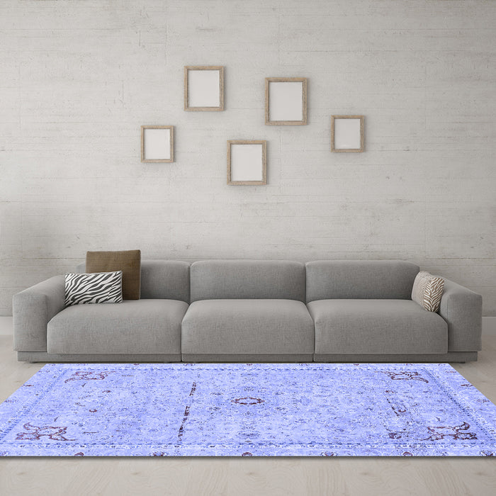 Machine Washable Abstract Blue Modern Rug in a Living Room, wshabs2117blu