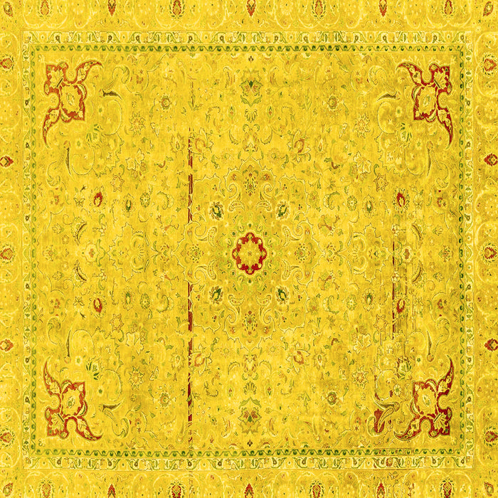 Square Machine Washable Abstract Yellow Modern Rug, wshabs2117yw