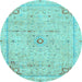 Round Abstract Light Blue Modern Rug, abs2117lblu