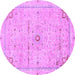 Round Abstract Purple Modern Rug, abs2117pur