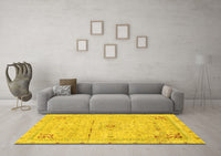 Machine Washable Abstract Yellow Modern Rug, wshabs2117yw