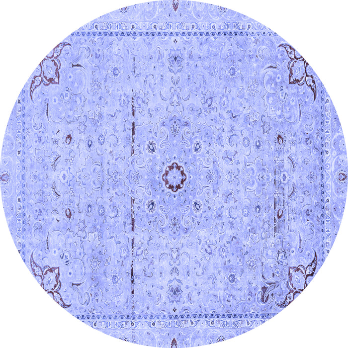 Round Abstract Blue Modern Rug, abs2117blu