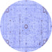 Round Abstract Blue Modern Rug, abs2117blu