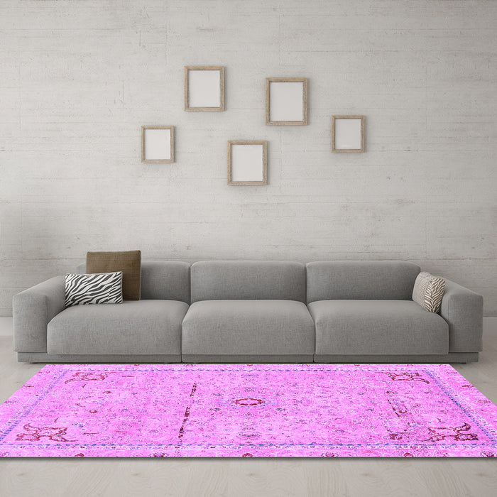 Machine Washable Abstract Purple Modern Area Rugs in a Living Room, wshabs2117pur
