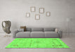 Machine Washable Abstract Green Modern Area Rugs in a Living Room,, wshabs2117grn