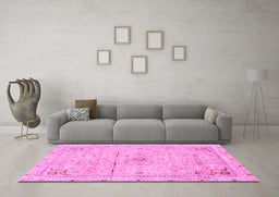 Machine Washable Abstract Pink Modern Rug in a Living Room, wshabs2117pnk