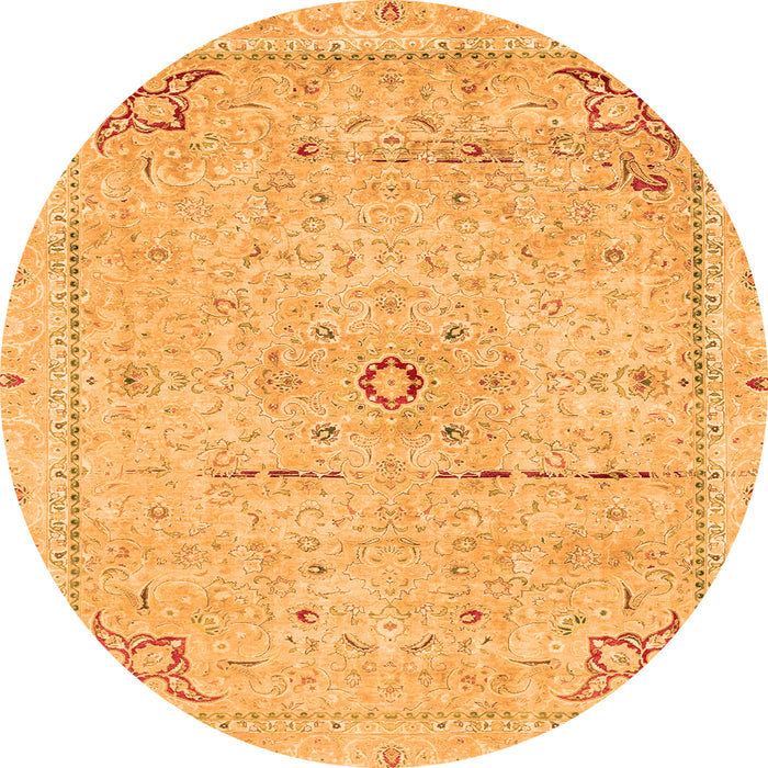 Round Machine Washable Abstract Orange Modern Area Rugs, wshabs2117org