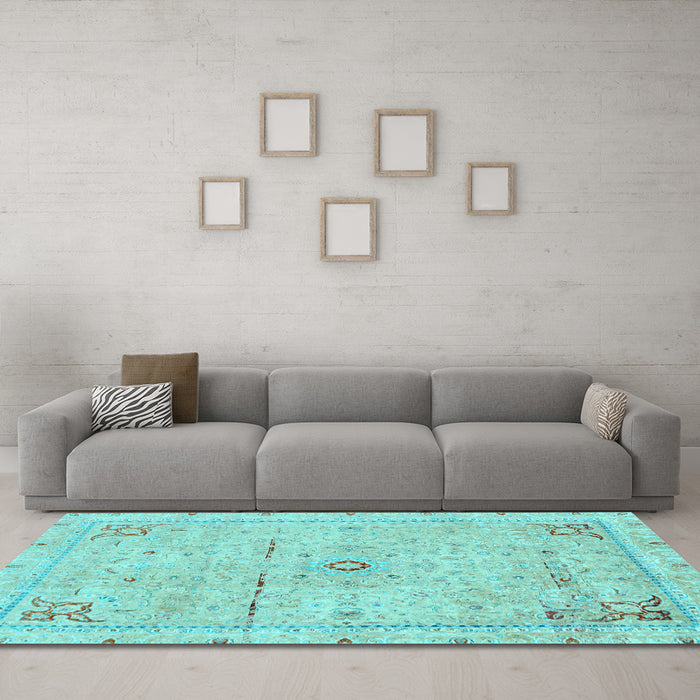 Machine Washable Abstract Light Blue Modern Rug in a Living Room, wshabs2117lblu
