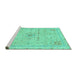 Sideview of Machine Washable Abstract Turquoise Modern Area Rugs, wshabs2117turq