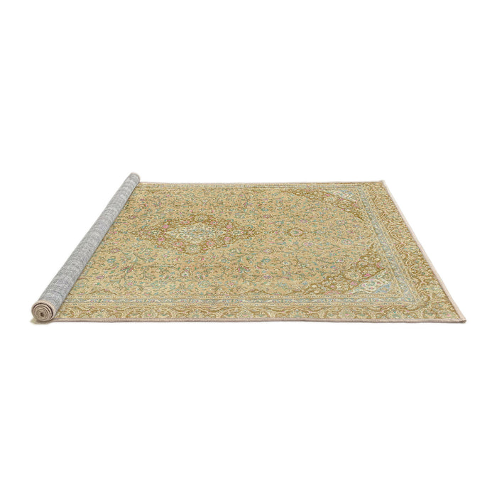 Sideview of Machine Washable Abstract Brown Gold Rug, wshabs2118