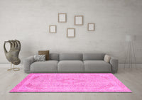 Machine Washable Abstract Pink Modern Rug, wshabs2118pnk