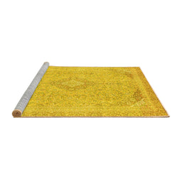 Sideview of Machine Washable Abstract Yellow Modern Rug, wshabs2118yw