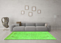 Machine Washable Abstract Green Modern Rug, wshabs2118grn