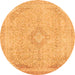 Round Machine Washable Abstract Orange Modern Area Rugs, wshabs2118org