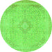 Round Abstract Green Modern Rug, abs2118grn