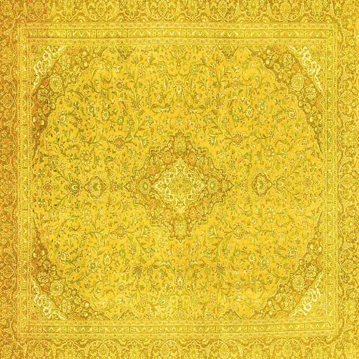 Square Abstract Yellow Modern Rug, abs2118yw