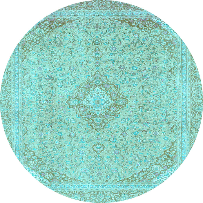 Round Machine Washable Abstract Light Blue Modern Rug, wshabs2118lblu