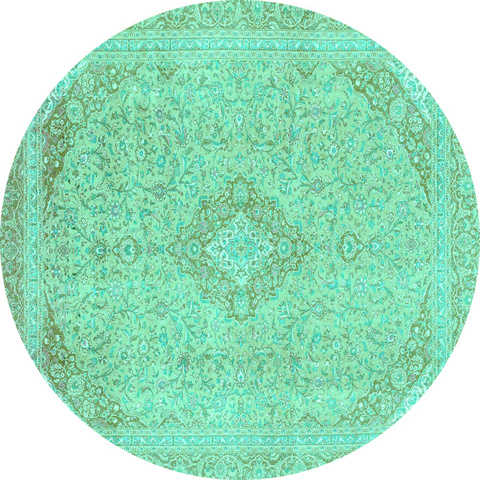 Round Abstract Turquoise Modern Rug, abs2118turq