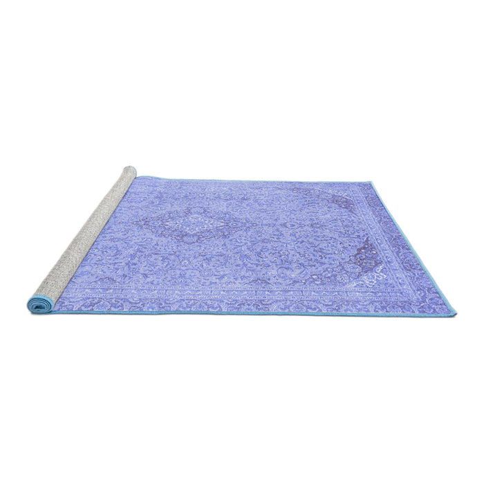 Sideview of Machine Washable Abstract Blue Modern Rug, wshabs2118blu