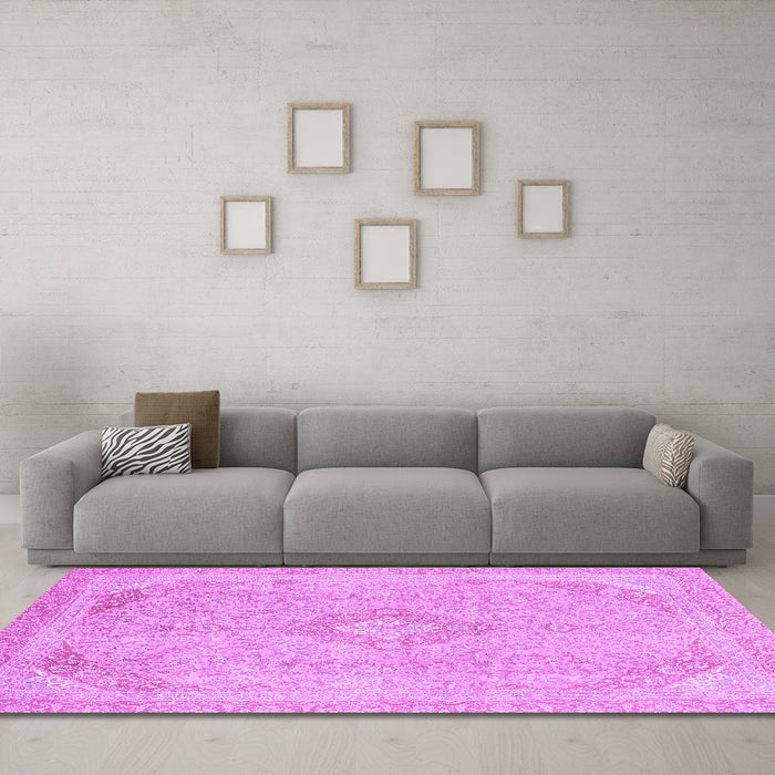 Machine Washable Abstract Purple Modern Area Rugs in a Living Room, wshabs2118pur