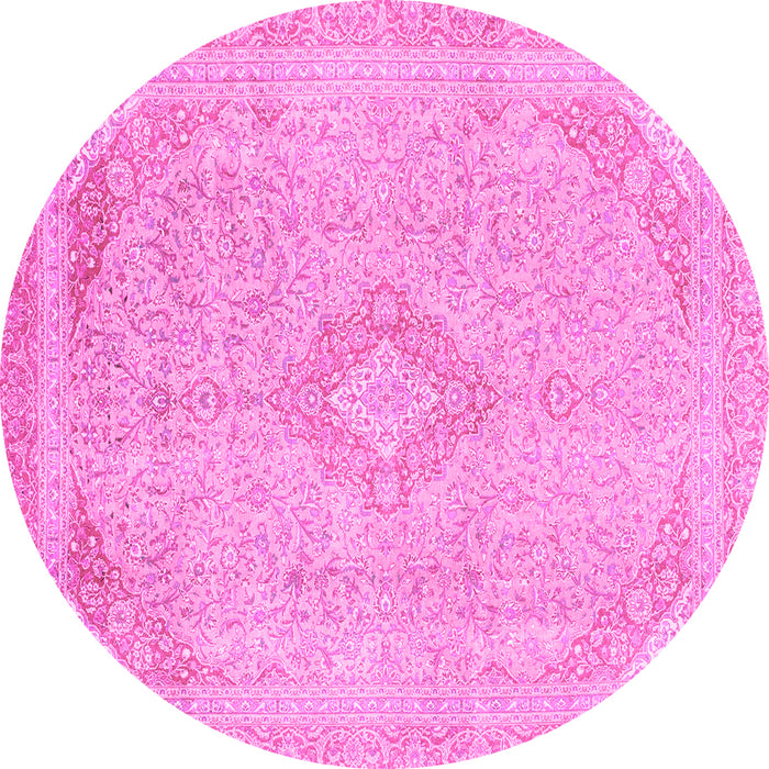 Round Abstract Pink Modern Rug, abs2118pnk