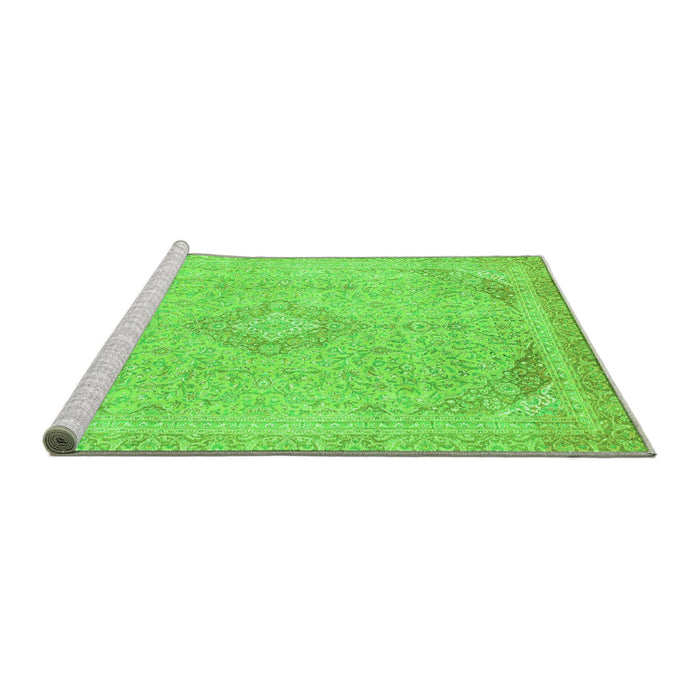 Sideview of Machine Washable Abstract Green Modern Area Rugs, wshabs2118grn