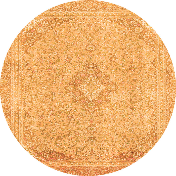 Round Abstract Orange Modern Rug, abs2118org