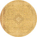 Round Abstract Brown Modern Rug, abs2118brn