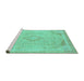 Sideview of Machine Washable Abstract Turquoise Modern Area Rugs, wshabs2118turq