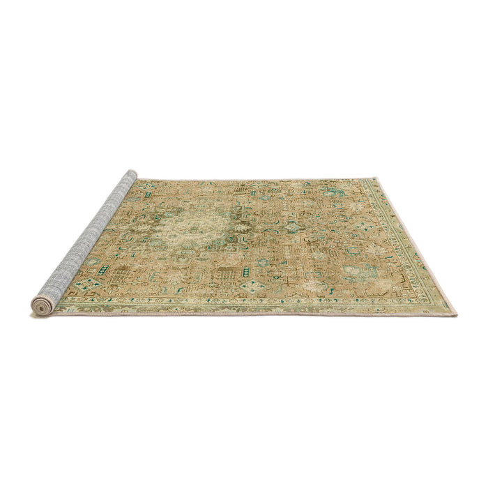 Sideview of Machine Washable Abstract Yellow Rug, wshabs2119