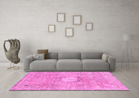 Machine Washable Abstract Pink Modern Rug, wshabs2119pnk