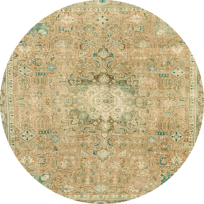 Round Machine Washable Abstract Yellow Rug, wshabs2119