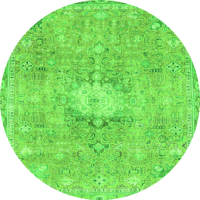 Round Machine Washable Abstract Green Modern Area Rugs, wshabs2119grn