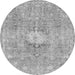 Round Machine Washable Abstract Gray Modern Rug, wshabs2119gry