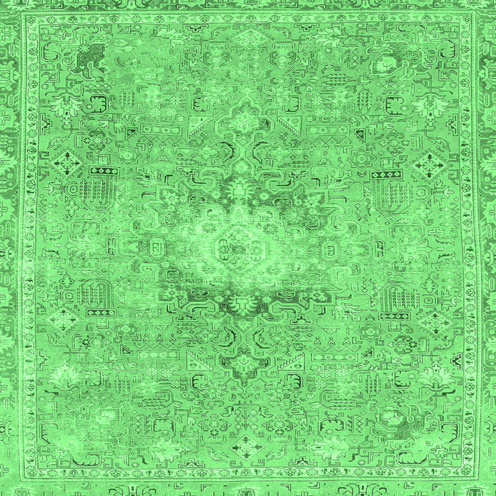 Square Machine Washable Abstract Emerald Green Modern Area Rugs, wshabs2119emgrn