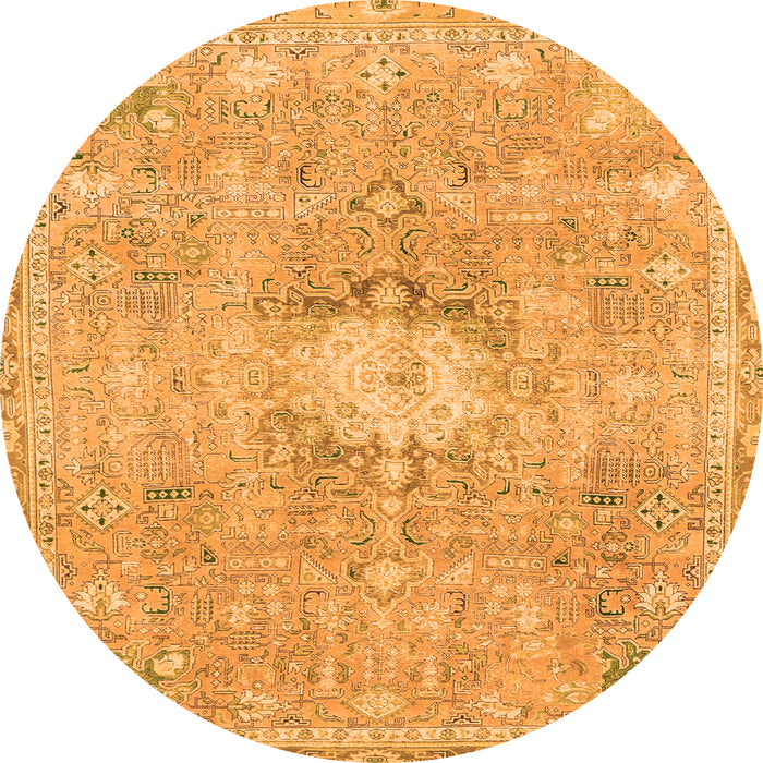 Round Abstract Orange Modern Rug, abs2119org