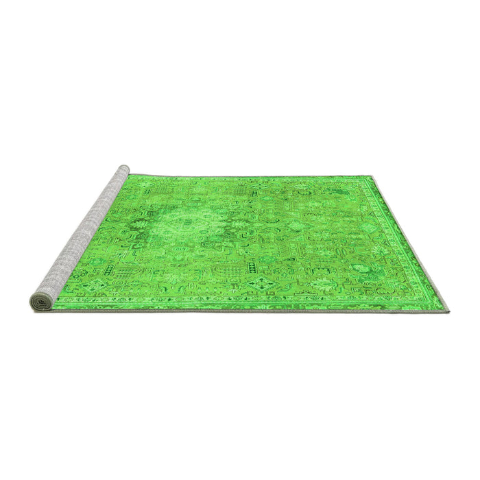 Sideview of Machine Washable Abstract Green Modern Area Rugs, wshabs2119grn
