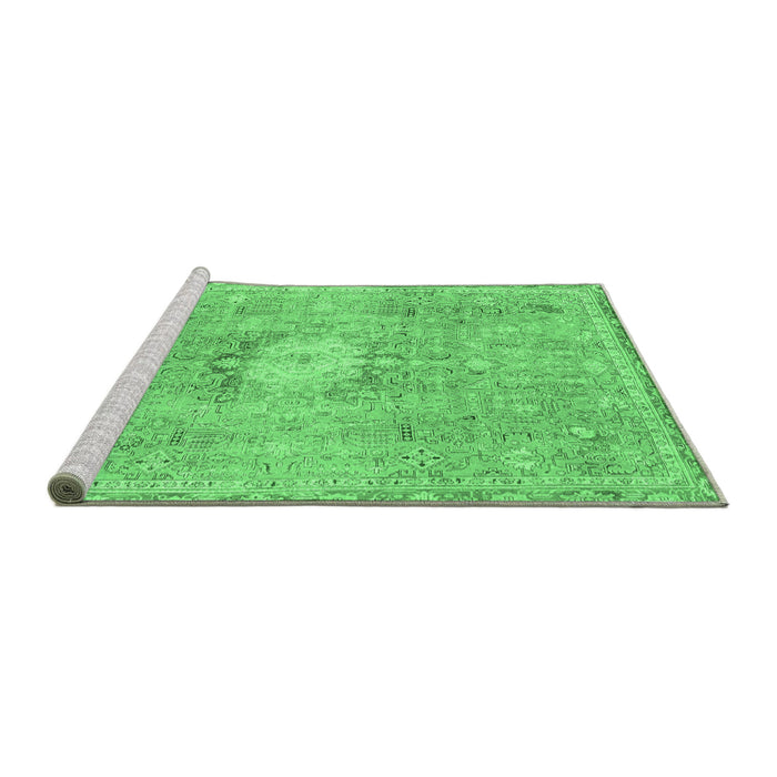 Sideview of Machine Washable Abstract Emerald Green Modern Area Rugs, wshabs2119emgrn