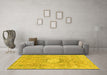 Machine Washable Abstract Yellow Modern Rug in a Living Room, wshabs2119yw