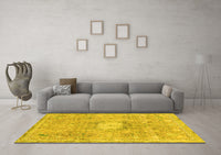 Machine Washable Abstract Yellow Modern Rug, wshabs2119yw