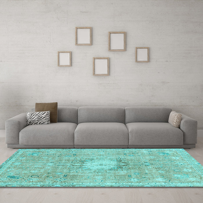 Machine Washable Abstract Light Blue Modern Rug in a Living Room, wshabs2119lblu